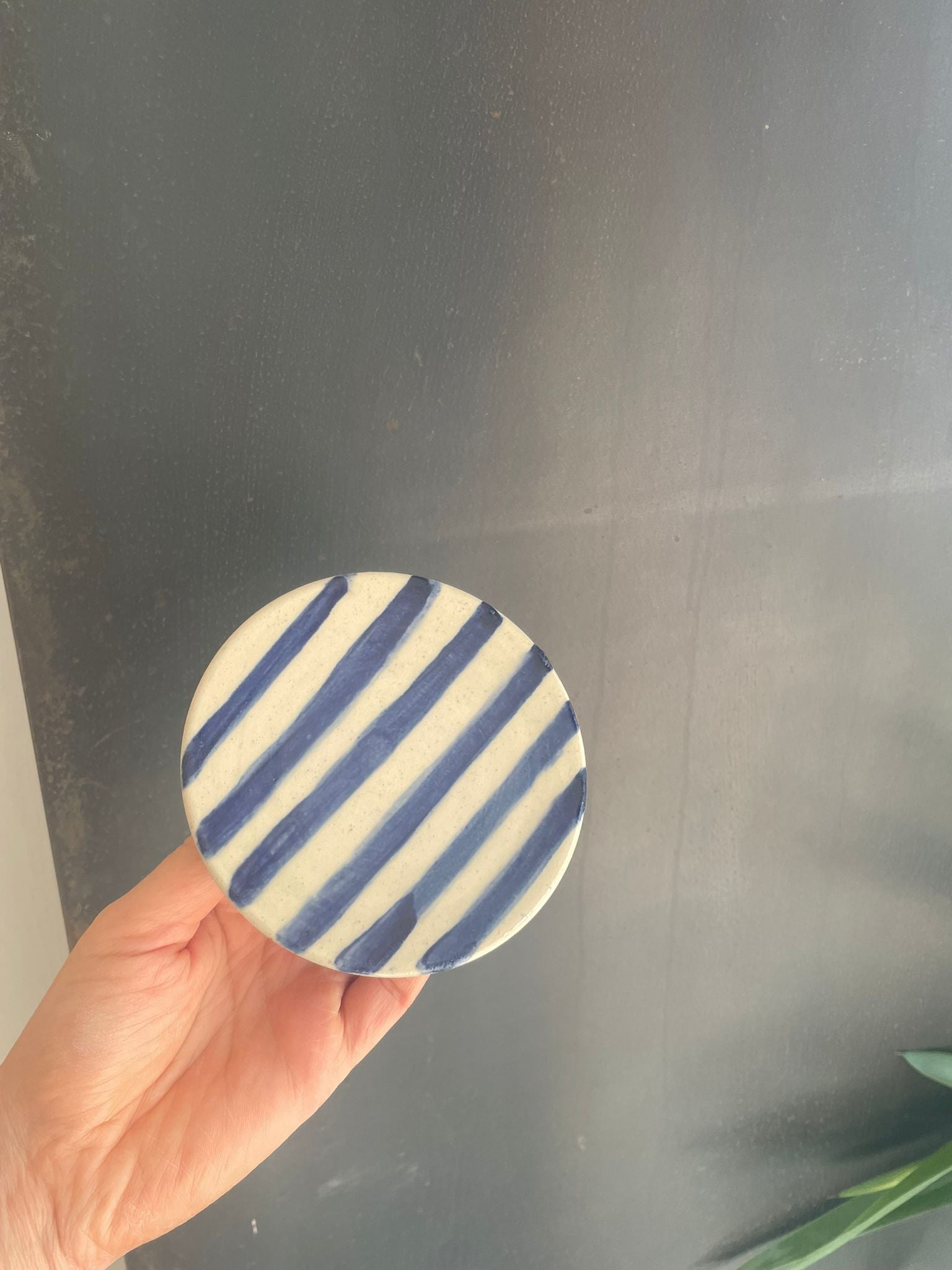 Berry Bowl + small plate (Blue Stripes)