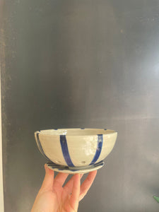 Berry Bowl + small plate (Blue Stripes)