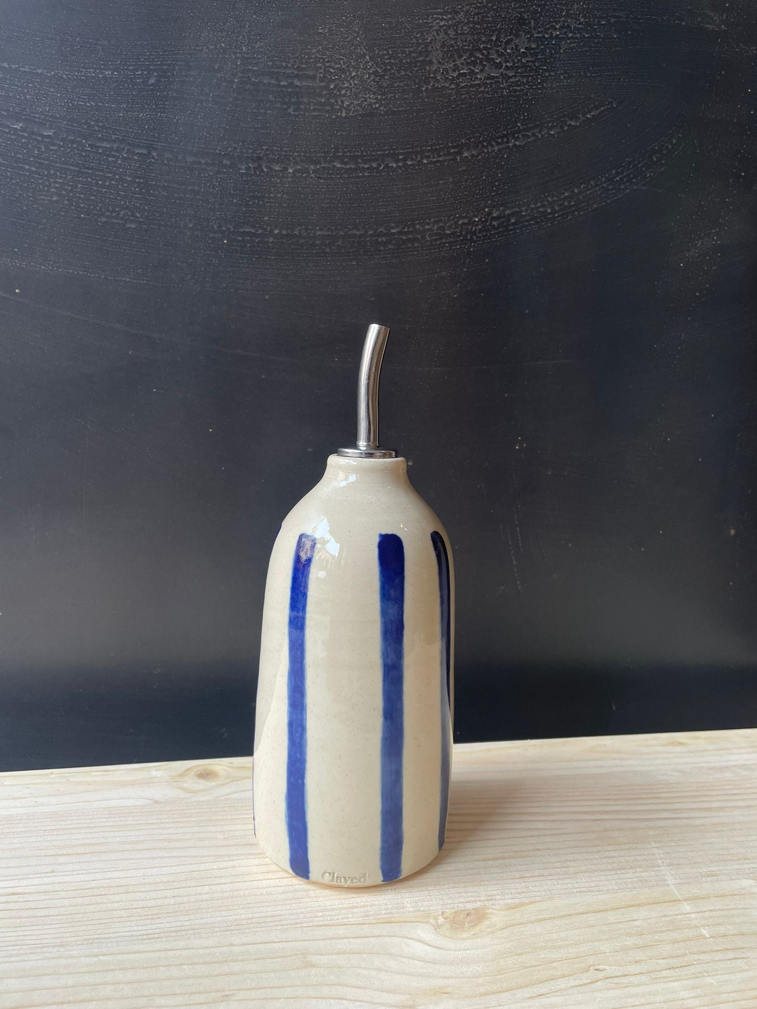 Oil Bottle (incl. pouring spout) - Blue Stripes